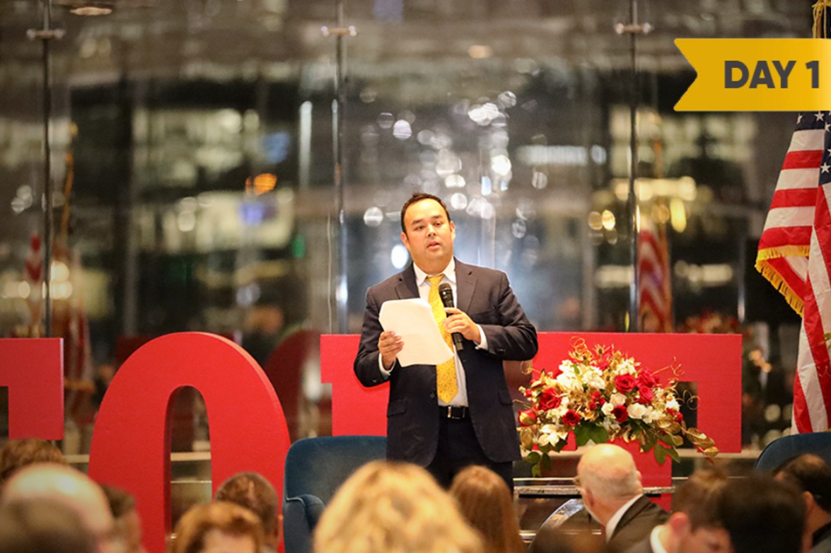 Michael Maduell giving a speech in Frisco, Texas